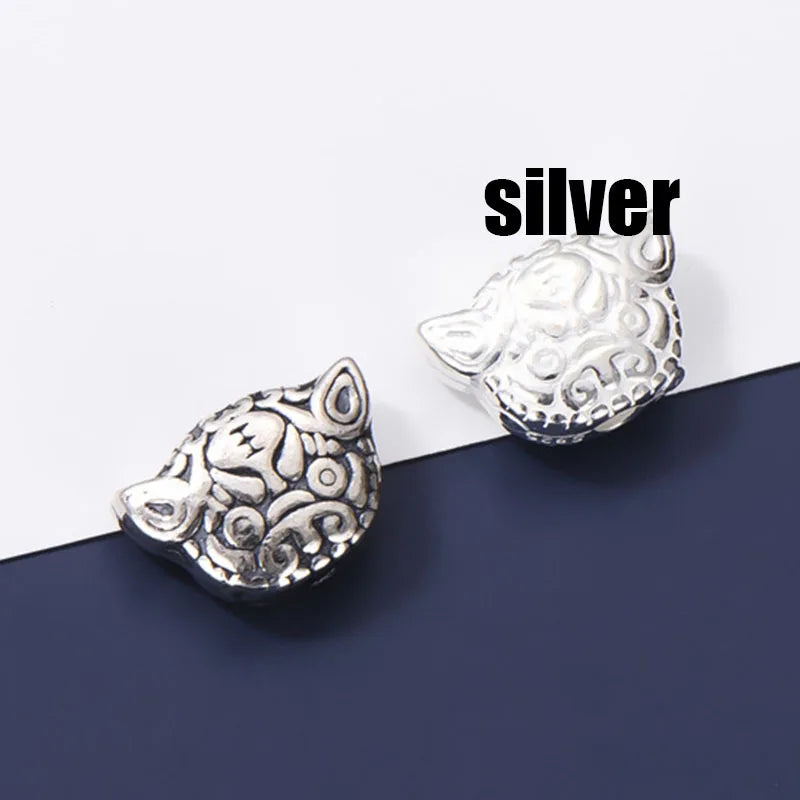 925 Sterling Silver Tiger Charm Bead DIY Jewelry Gift