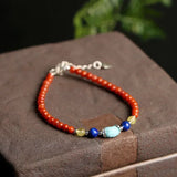 925 Silver Agate Bracelet Turquoise Beads Raw Ore Gemstone