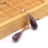 925 Silver Lace Agate Stone Charm Earrings Vintage Jewelry Women Gift