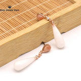 925 Silver Lace Agate Stone Charm Earrings Vintage Jewelry Women Gift