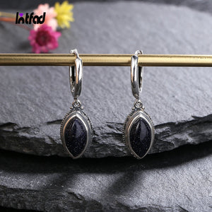 925 Silver Bluesand Hoop Earrings Moonstone Pendant
