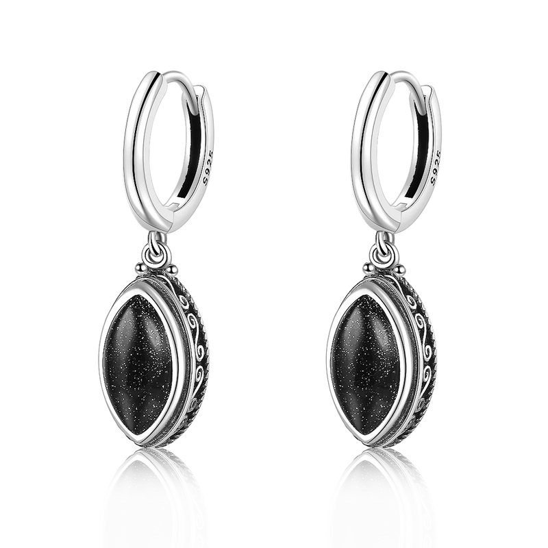 925 Silver Bluesand Hoop Earrings Moonstone Pendant
