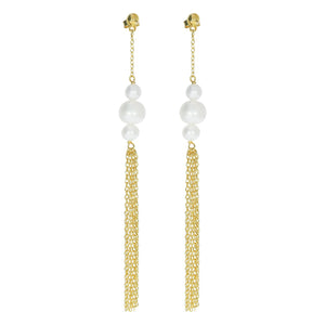 925 Silver Pearl Drop Earrings Tassel Jewelry Gift