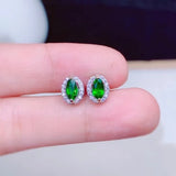925 Silver Diopside Earrings Ladies Gemstone Ear Stud Test
