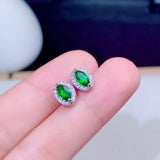925 Silver Diopside Earrings Ladies Gemstone Ear Stud Test