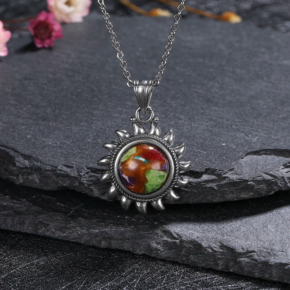 925 Silver Emperor Stone Necklace Vintage Elegance Oval Classic Jewelry