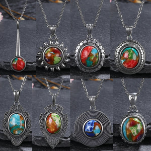925 Silver Emperor Stone Necklace Vintage Elegance Oval Classic Jewelry