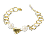 925 Silver Pearl Bracelet with Heart Pendant