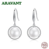 925 Silver Freshwater Pearl Drop Earrings High 10mm 3 Colors