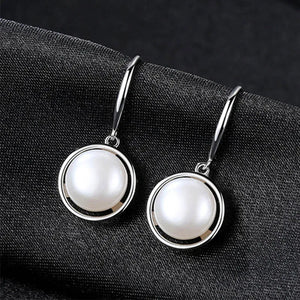 925 Silver Freshwater Pearl Drop Earrings High 10mm 3 Colors