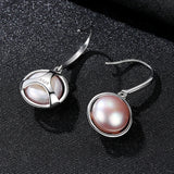 925 Silver Freshwater Pearl Drop Earrings High 10mm 3 Colors
