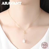 925 Silver Freshwater Pearl Star Pendant Necklace 8-9MM