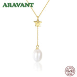 925 Silver Freshwater Pearl Star Pendant Necklace 8-9MM