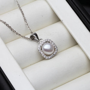 925 Sterling Silver Natural Freshwater Pearl Pendant Necklace For Women