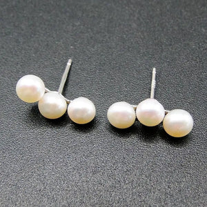 925 Silver Freshwater Pearl Stud Earrings Women's Earring for Gift / Party