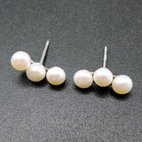 925 Silver Freshwater Pearl Stud Earrings Women's Earring for Gift / Party