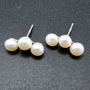925 Silver Freshwater Pearl Stud Earrings Women's Earring for Gift / Party
