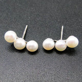 925 Silver Freshwater Pearl Stud Earrings Women's Earring for Gift / Party