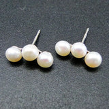 925 Silver Freshwater Pearl Stud Earrings Women's Earring for Gift / Party