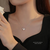 925 Silver Pearl Zircon Bow Pendant Necklace for Women