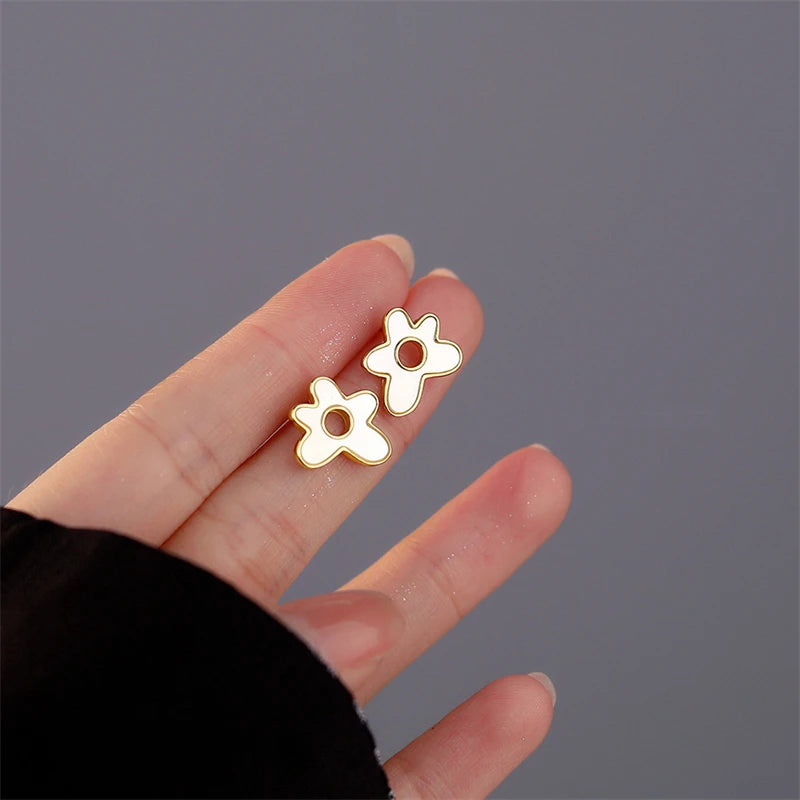 925 Silver Fritillaria Flowers Stud Earrings for Women