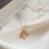 925 Sterling Silver Rose Quartz Drop Pendant Necklace