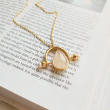 925 Sterling Silver Rose Quartz Drop Pendant Necklace