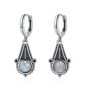 925 Silver Kyanite Hoop Earrings Moonstone Labradorite Drop Earrings