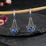 925 Silver Kyanite Hoop Earrings Moonstone Labradorite Drop Earrings