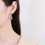 925 Silver Kyanite Hoop Earrings Moonstone Labradorite Drop Earrings