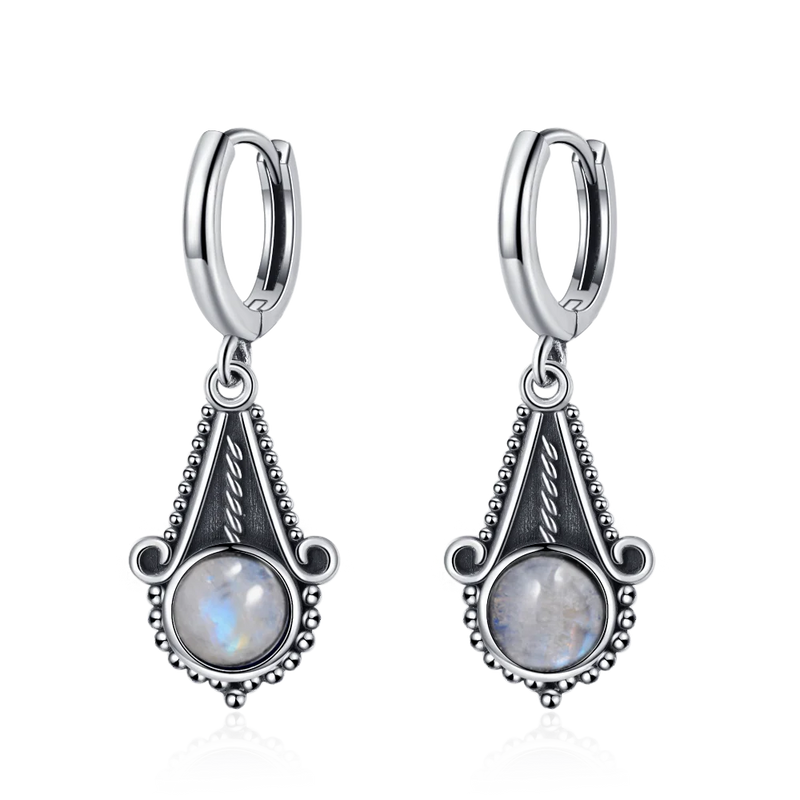 925 Silver Kyanite Hoop Earrings Moonstone Labradorite Drop Earrings