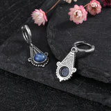 925 Silver Kyanite Hoop Earrings Moonstone Labradorite Drop Earrings