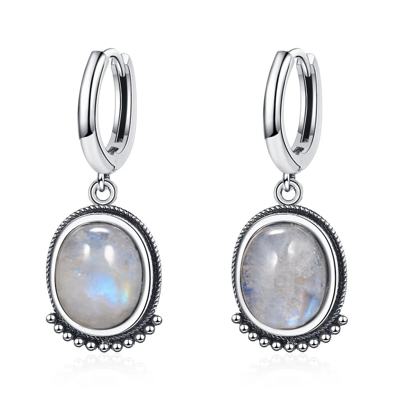 Sterling Silver Moonstone Earrings Labradorite Gems