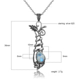 925 Silver Moonstone Necklace Grape Plant Shape Jewelry Women Long Pendant