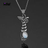925 Silver Moonstone Necklace Grape Plant Shape Jewelry Women Long Pendant