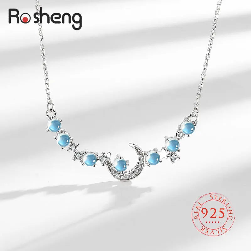Moonstone Pendant Necklace Moon Star for Women Fine Jewelry