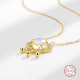 925 Silver Moonstone Lock Pendant Necklace Chinese Style