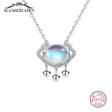925 Silver Moonstone Lock Pendant Necklace Chinese Style