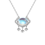 925 Silver Moonstone Lock Pendant Necklace Chinese Style