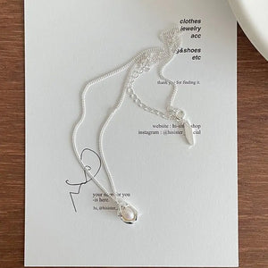 925 Sterling Silver Natural Pearl Bowl Pendants Bean Ins Personality Necklace