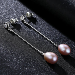 925 Silver Natural Pearl Earrings Long Drop Earring For Women Pearl Jewelry