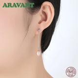 925 Silver Natural Pearl Earrings Long Drop Earring For Women Pearl Jewelry