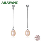 925 Silver Natural Pearl Earrings Long Drop Earring For Women Pearl Jewelry