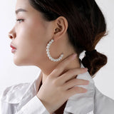 925 Silver Pearl Earrings Exaggerated Women's Jewelry Gift