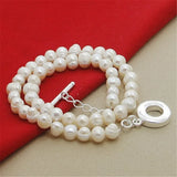 925 Silver Pearl Necklace Women Wedding Jewelry