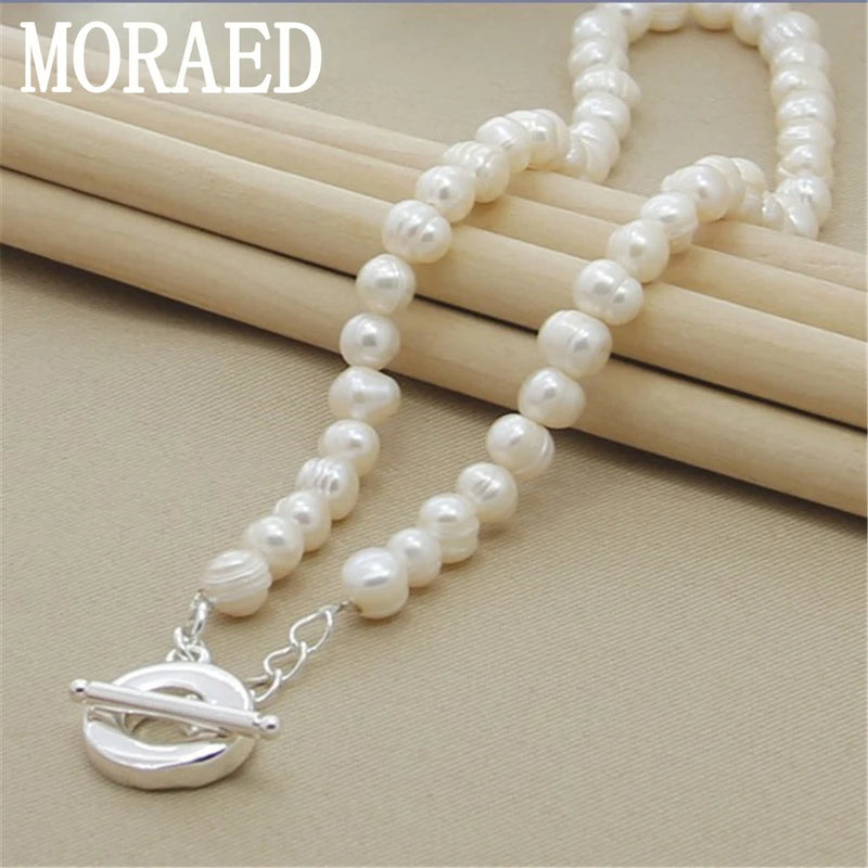 925 Silver Pearl Necklace Women Wedding Jewelry