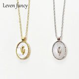 Sterling Silver Shell Tulip Pendant Necklace for Women