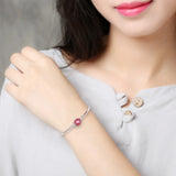 925 Silver Strawberry Quartz Bangles Romantic Fine Jewelry for Woman