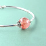 925 Silver Strawberry Quartz Bangles Romantic Fine Jewelry for Woman