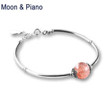 925 Silver Strawberry Quartz Bangles Romantic Fine Jewelry for Woman